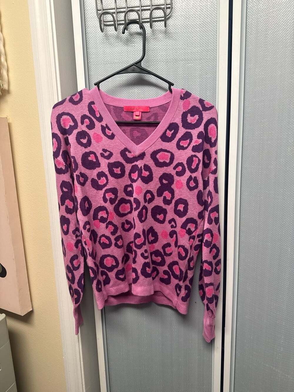 Lilly Pulitzer Jasmina V-Neck Sweater in Lavender Cosmos Don't Be A Cheetah